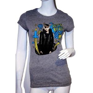 JUSTIN BIEBER Print  TEE SHIRT Grey Tee ( M )